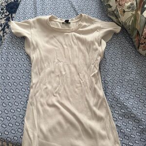 Ann Taylor Ivory Ribbed Knit Top